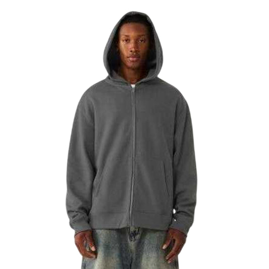 Asphalt - Front - Bella + Canvas Mens Heavyweight Full Zip Hoodie