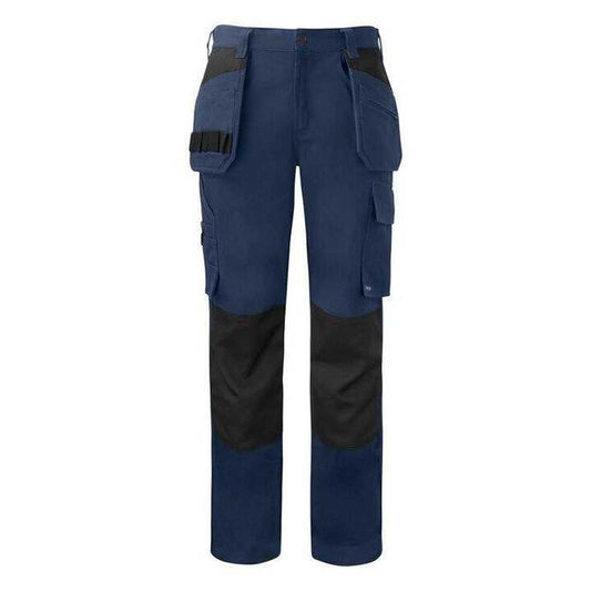 Navy - Front - Projob Mens Prio 5530 Cotton Work Trousers