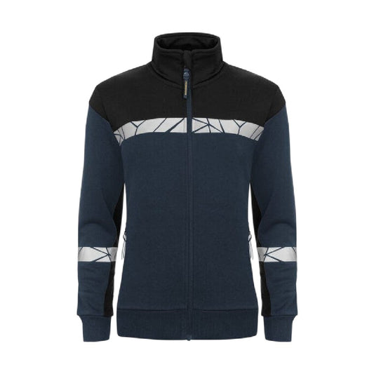 Navy-Black - Front - Projob Womens-Ladies Progression 7105 Reflective Sweatshirt