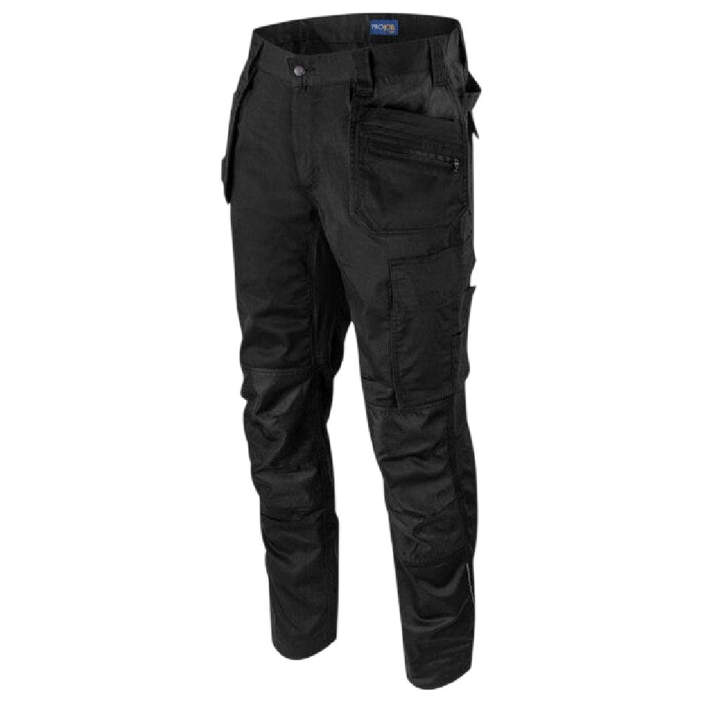 Black - Pack Shot - Projob Mens Prio 5570 Stretch Work Trousers