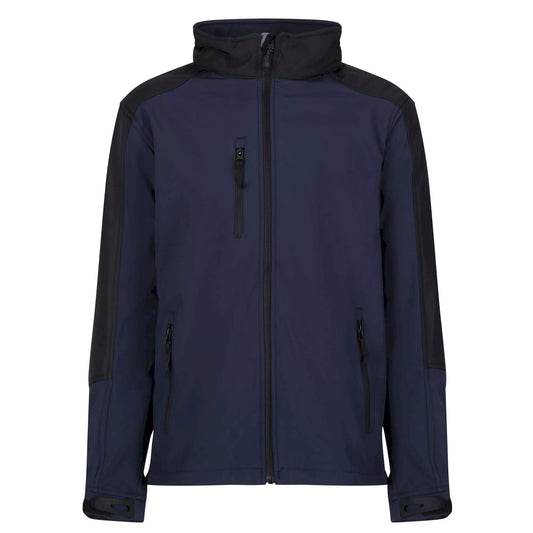 Navy Blue - Front - Regatta Reid Mens Softshell Wind Resistant Water Repellent Jacket
