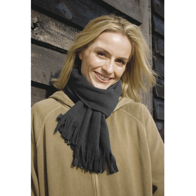 Charcoal - Back - Result Adults Unisex Active Fleece Winter Tassel Scarf
