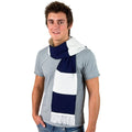 White-Navy - Back - Result Mens Heavy Knit Thermal Winter Scarf