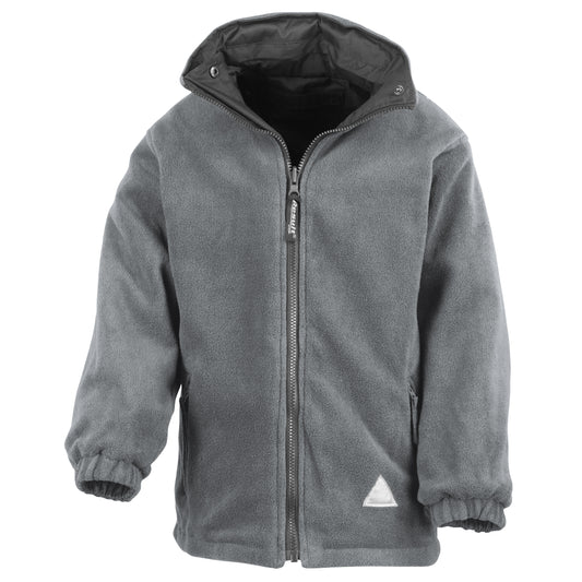 Black-Grey - Front - Result Childrens-Kids Reversible Storm Stuff Anti Pilling Fleece Waterproof Jacket