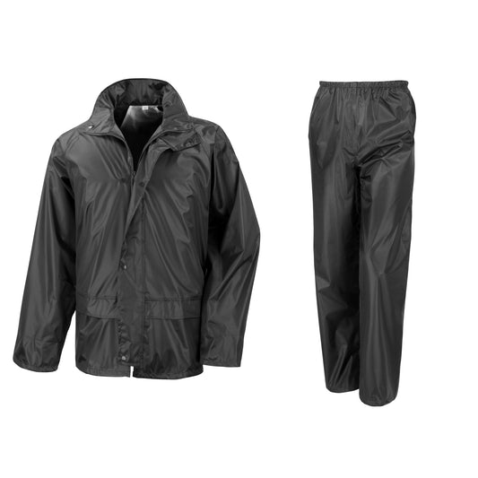 Black - Front - Result Mens Core Rain Suit (Trousers And Jacket Set)