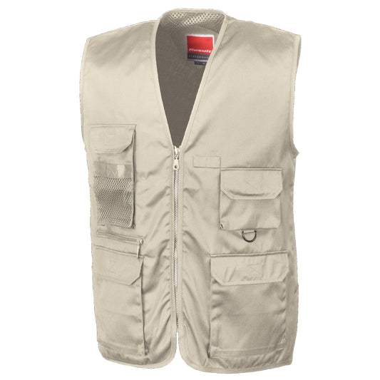 Camel - Front - Result Mens Safari Waistcoat Jacket
