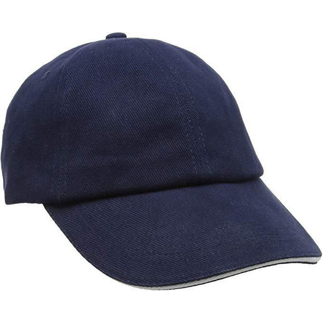 Navy-White - Side - Result Unisex Low Profile Heavy Brushed Cotton Baseball Cap With Sandwich Peak