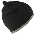 Black-Melange Grey - Front - Result Unisex Reversible Fashion Fit Winter Beanie Hat