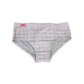 Light Grey-Plum - Front - Datch Childrens Girls Checked Pattern French Knickers