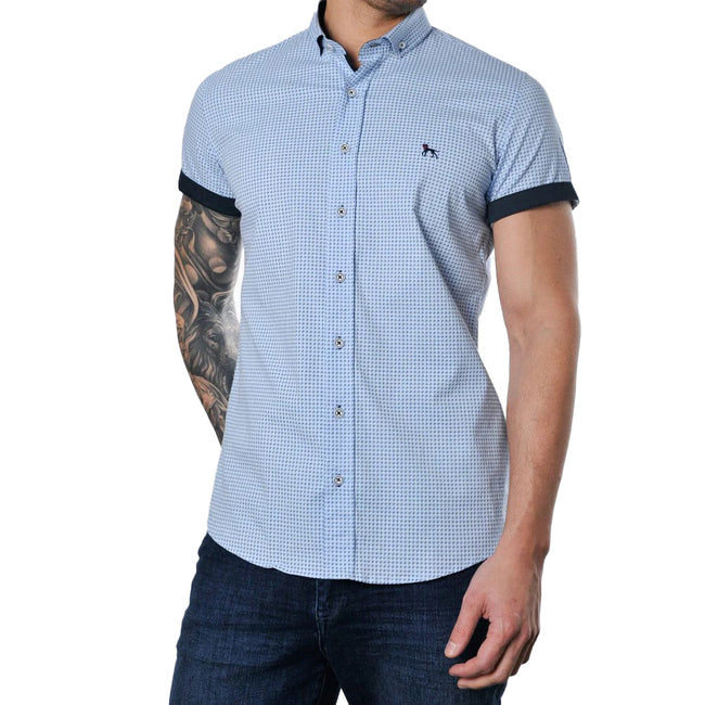 Sky Blue - Front - Bewley & Ritch Mens Nebula Geometric Shirt