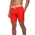 Red - Front - Crosshatch Mens Bandout Swim Shorts
