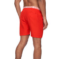 Red - Back - Crosshatch Mens Bandout Swim Shorts