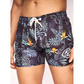 Black-Floral - Side - Crosshatch Mens Rainforest Swim Shorts