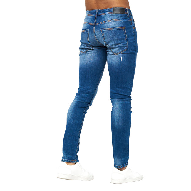 Stone Wash - Back - Born Rich Mens Alaric Leather Patch Jeans