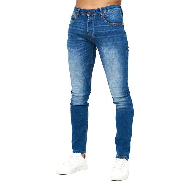 Stone Wash - Lifestyle - Born Rich Mens Alaric Leather Patch Jeans