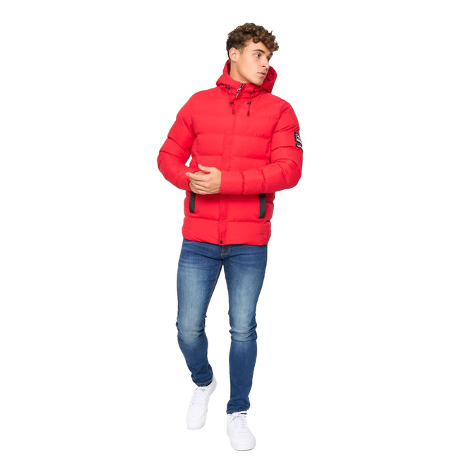 Red - Lifestyle - Crosshatch Mens Kampleys Embossed Padded Jacket