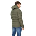Olive - Back - Crosshatch Mens Kampleys Embossed Padded Jacket