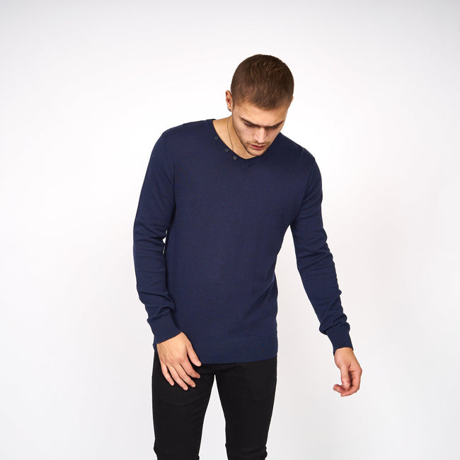 Black Iris-Blue - Front - Smith & Jones Mens Garsen Knitted Pullover