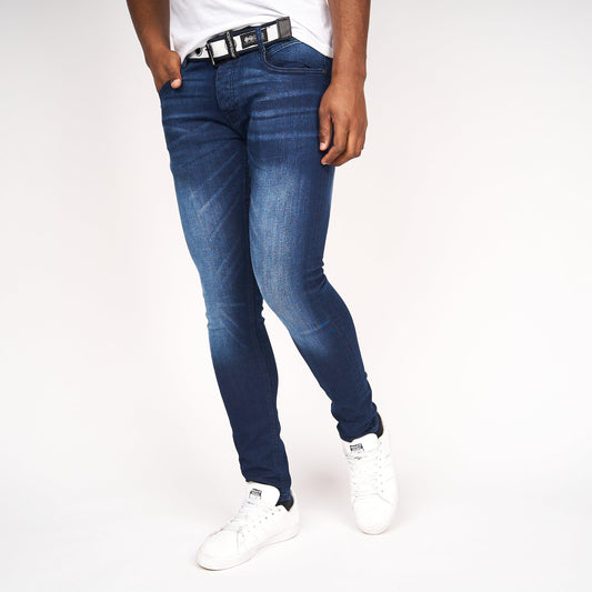 Dark Wash - Front - Crosshatch Mens Barbeck Slim Jeans