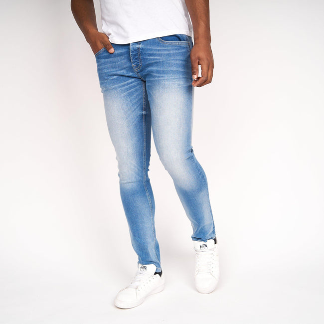Light Wash - Front - Crosshatch Mens Barbeck Slim Jeans