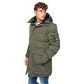 Olive - Side - Crosshatch Mens Milwaka Long Padded Jacket