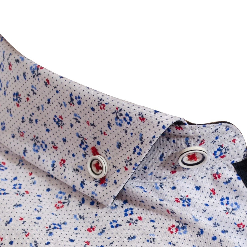 White - Side - Bewley & Ritch Mens Mataro Ditsy Print Short-Sleeved Shirt