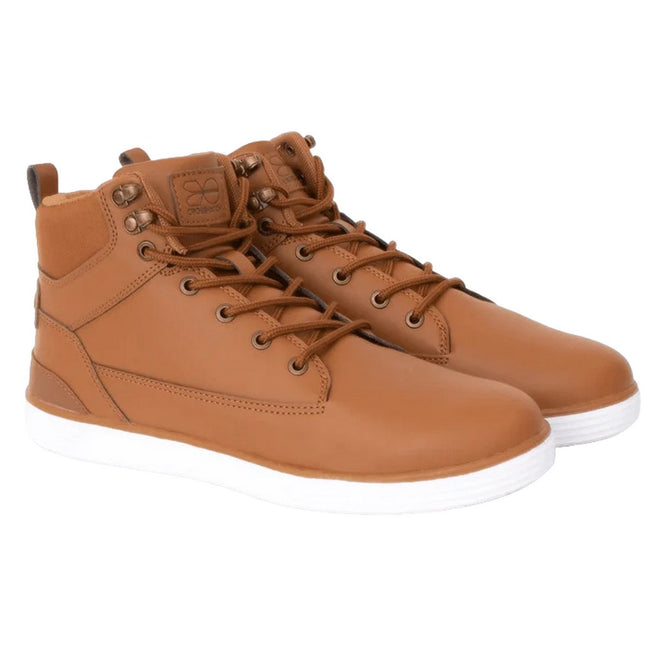 Brown - Front - Crosshatch Mens Staiger Leather Trainers