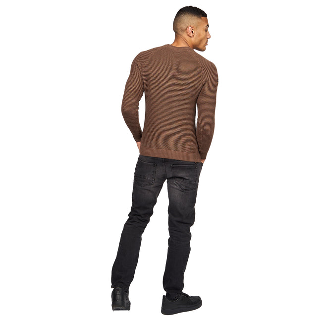 Chocolate Chip - Back - Crosshatch Mens Kermer Knitted Jumper