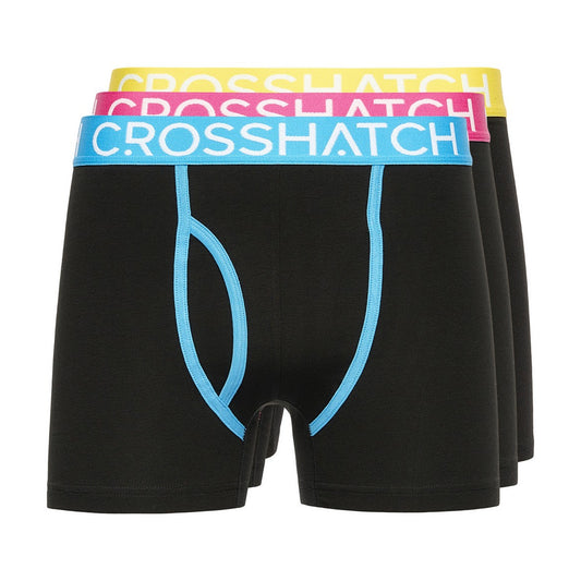 Black - Front - Crosshatch Mens Trioglow Boxer Shorts (Pack of 3)