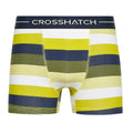 Yellow-Navy-White - Side - Crosshatch Mens Avocet Boxer Shorts (Pack of 3)