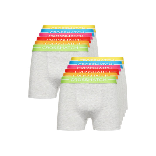 Grey Marl - Front - Crosshatch Mens Astral Boxer Shorts (Pack of 12)