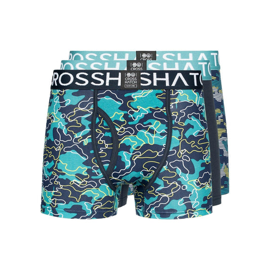Teal - Front - Crosshatch Mens Linamo MVE Open Fly Boxer Shorts (Pack of 3)