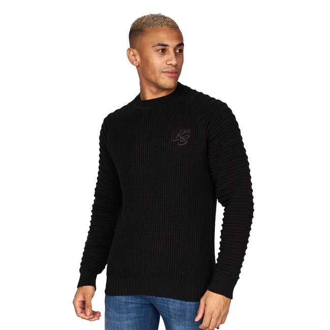 Black - Front - Crosshatch Mens Netherbie Knitted Jumper