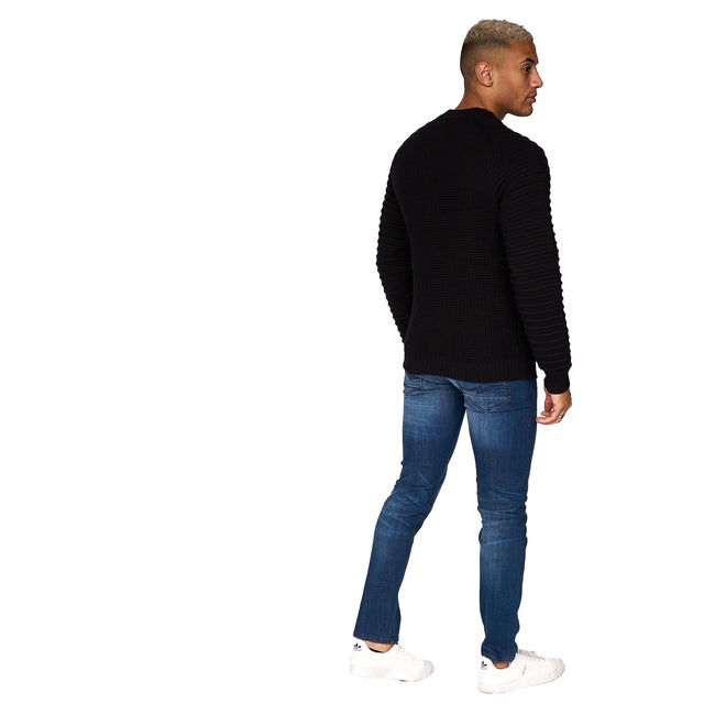 Black - Back - Crosshatch Mens Netherbie Knitted Jumper