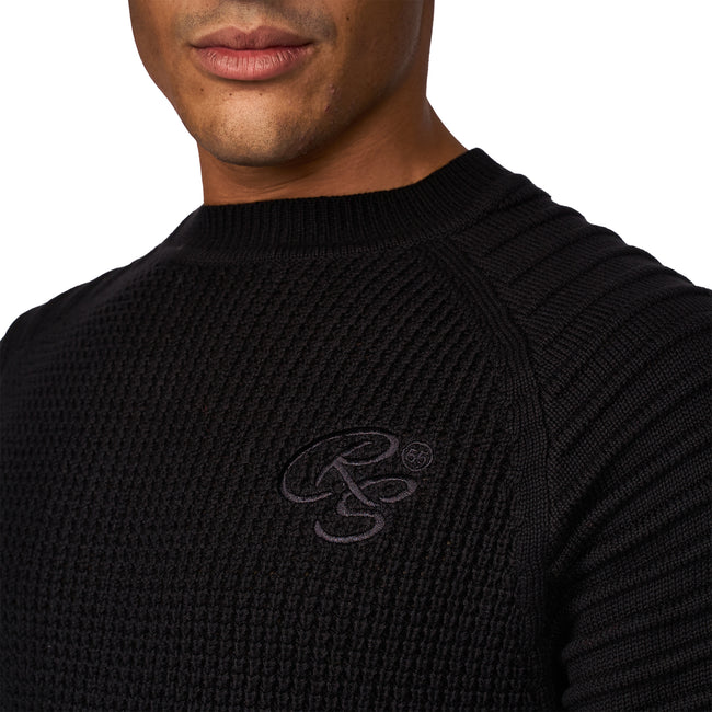 Black - Lifestyle - Crosshatch Mens Netherbie Knitted Jumper