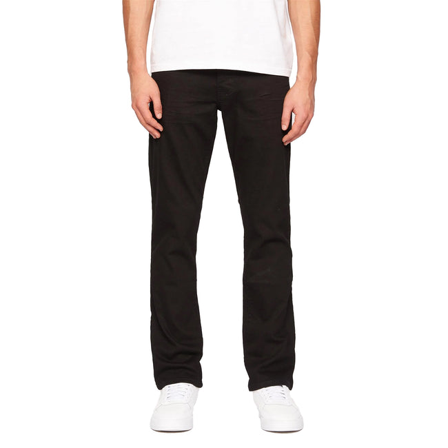 Solid Black - Front - Crosshatch Mens Princed Denim Jeans