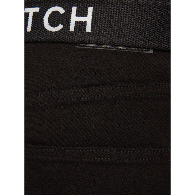 Solid Black - Side - Crosshatch Mens Princed Denim Jeans