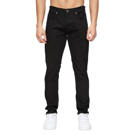 Black - Front - Crosshatch Mens Buraca Denim Slim Jeans