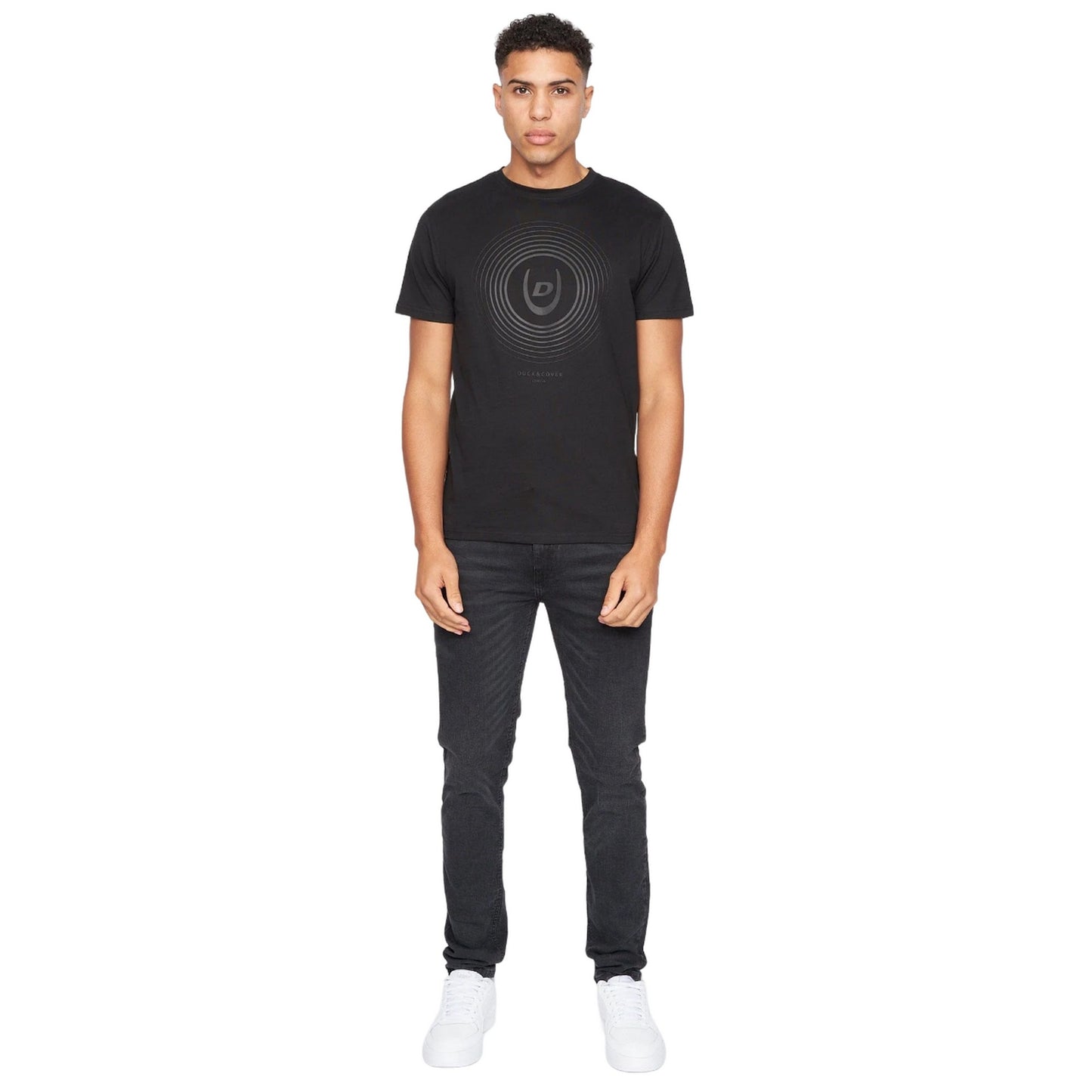 Black - Lifestyle - Duck and Cover Mens Zoomout T-Shirt