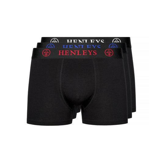 Black - Front - Henleys Mens Trilock Boxer Shorts (Pack of 3)