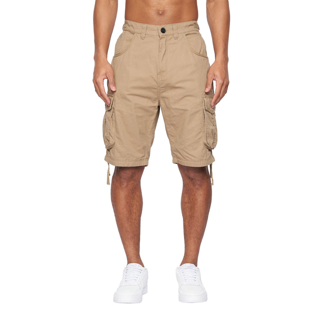 Tan - Front - Crosshatch Mens Jamstar Cargo Shorts