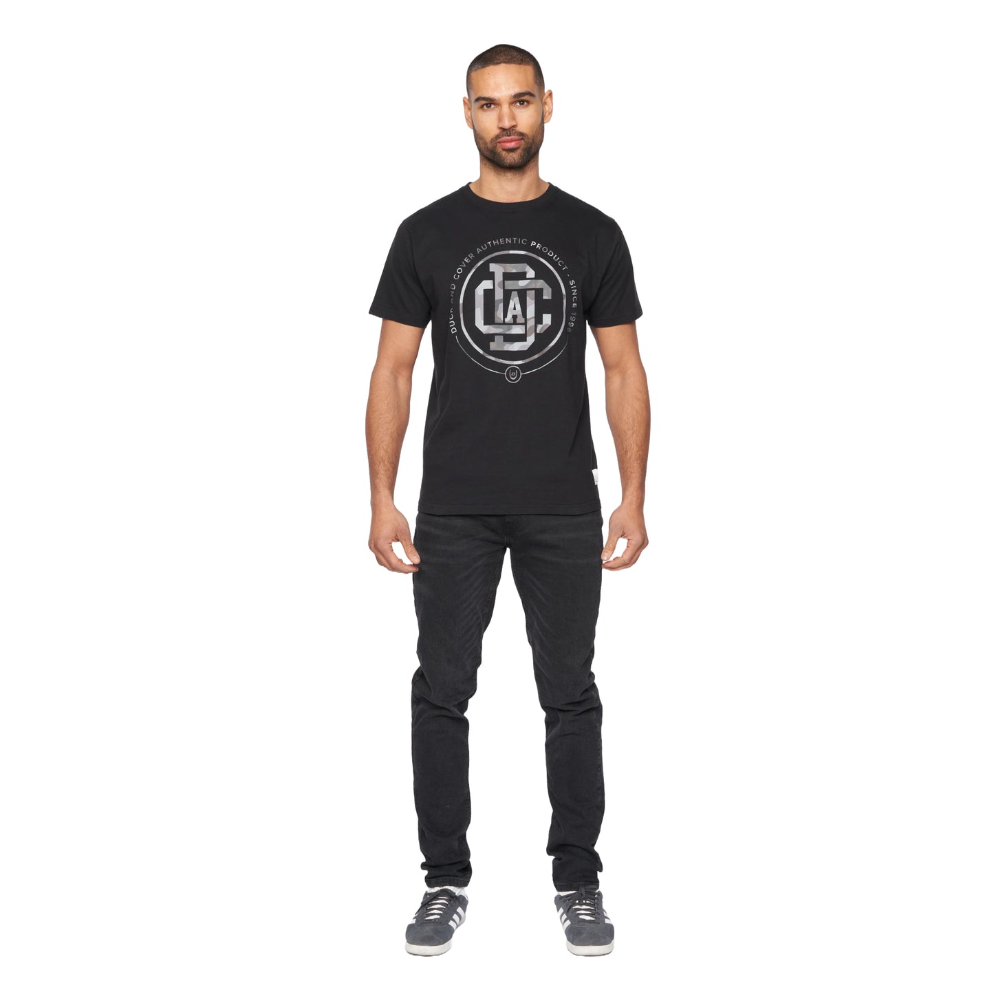 Black - Side - Duck and Cover Mens Lozano T-Shirt