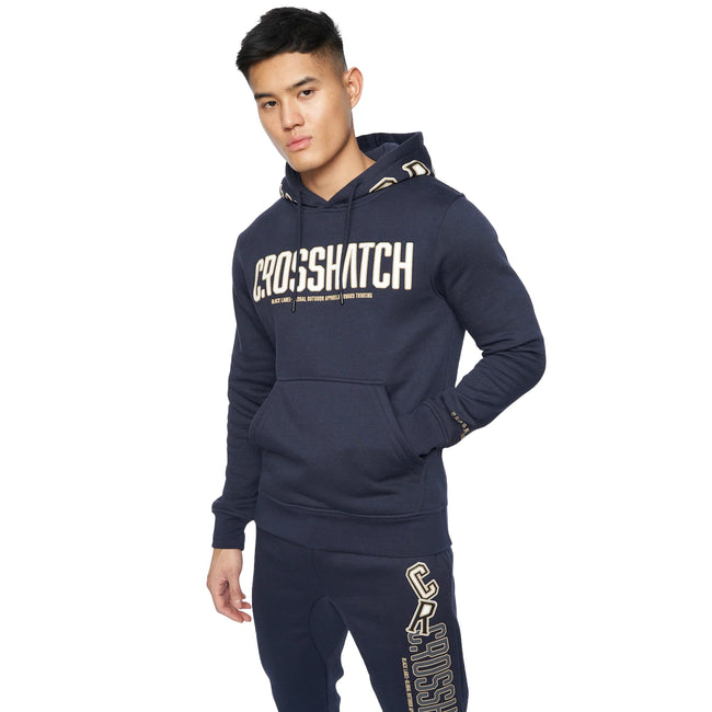 Navy - Front - Crosshatch Mens Doddington Hoodie