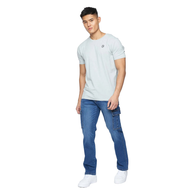 Stone Wash - Side - Crosshatch Mens Kremtap Cargo Jeans