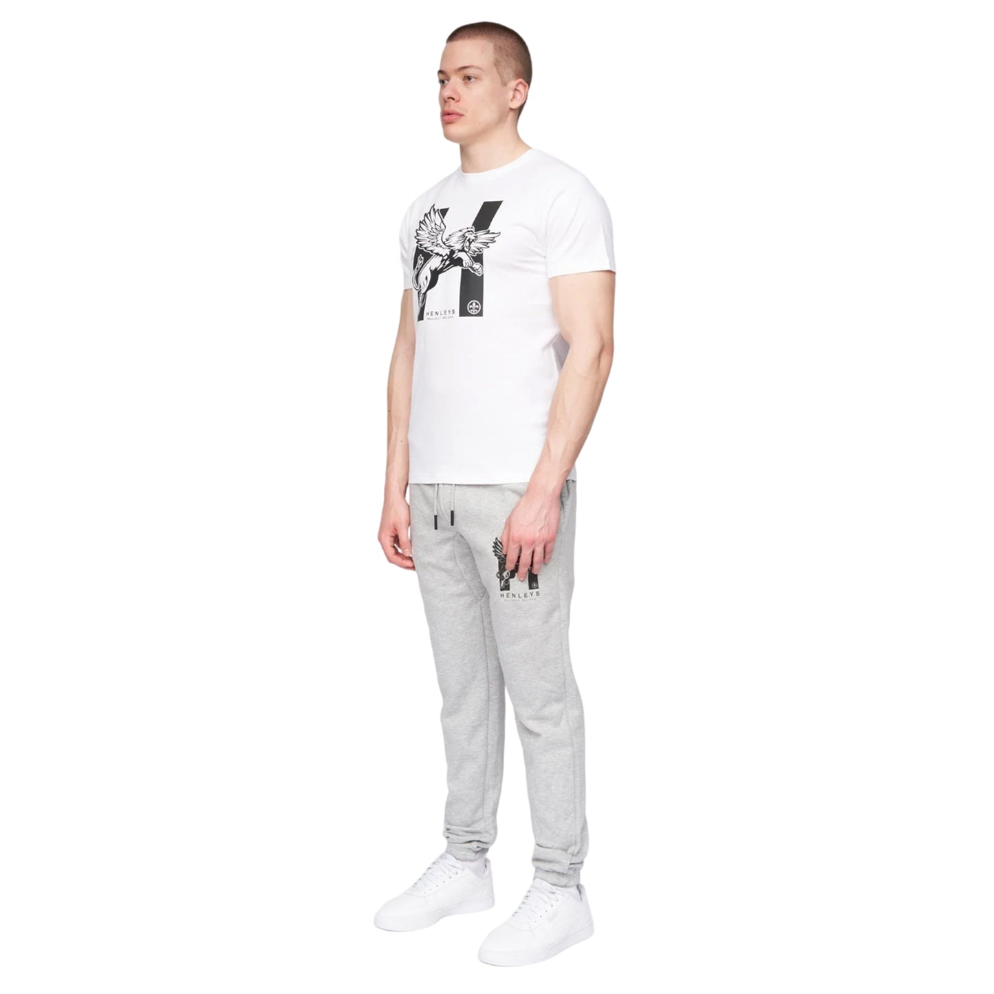 Grey Marl - Side - Henleys Mens Curveball Jogging Bottoms