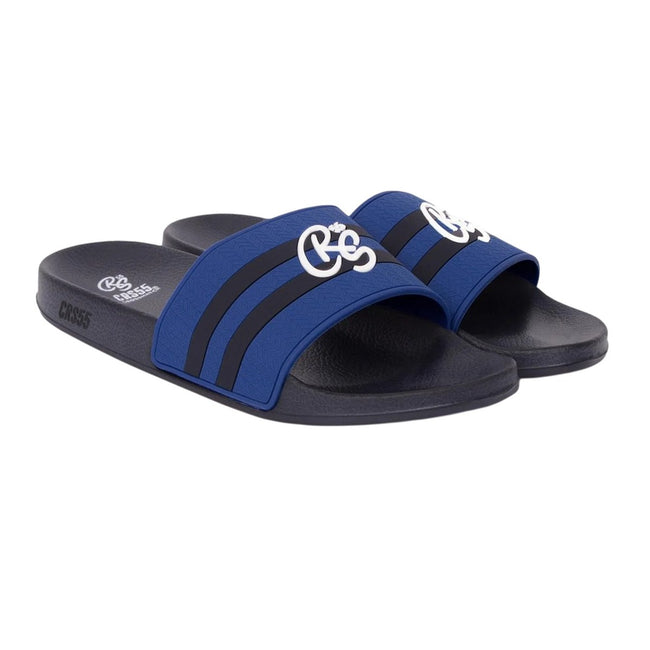 Navy-Blue - Front - Crosshatch Mens Hamlax Sliders