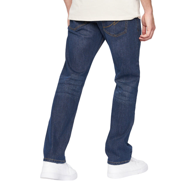 Dark Wash - Back - Crosshatch Mens Bandol Straight Leg Jeans
