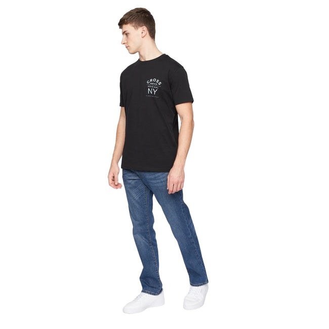 Stone Wash - Side - Crosshatch Mens Bandol Straight Leg Jeans