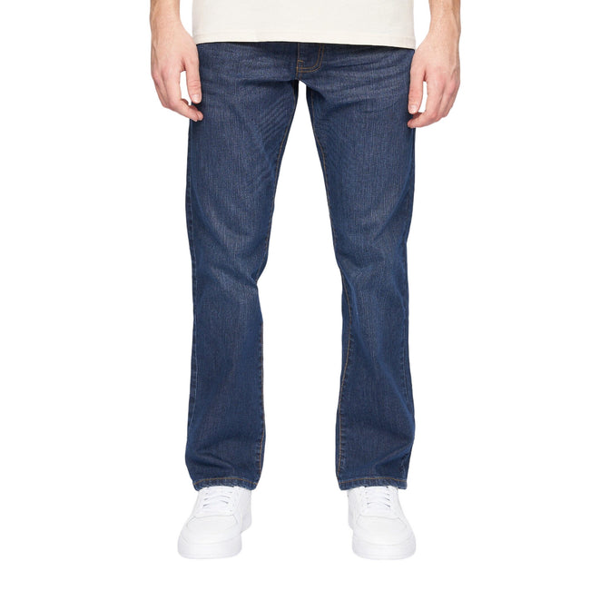 Dark Wash - Front - Crosshatch Mens Bandol Straight Leg Jeans