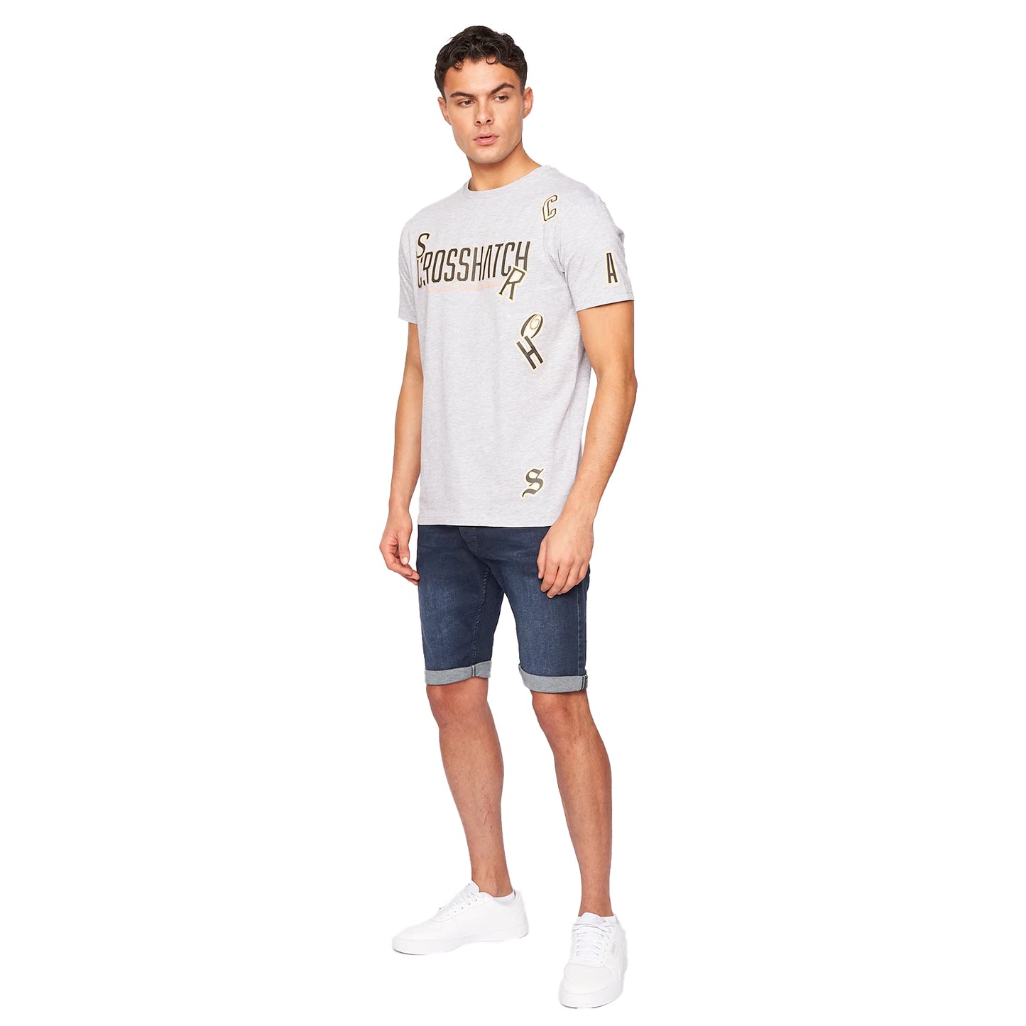 Light Grey Marl - Side - Crosshatch Mens Doddington T-Shirt
